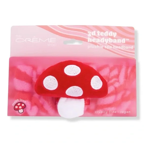 The Crème Shop 3D Teddy HeadyBand 🍄mush love🍄 Plushie Spa Headband, NWT