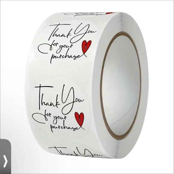 500 Thank You Stickers with heart - 1 Roll