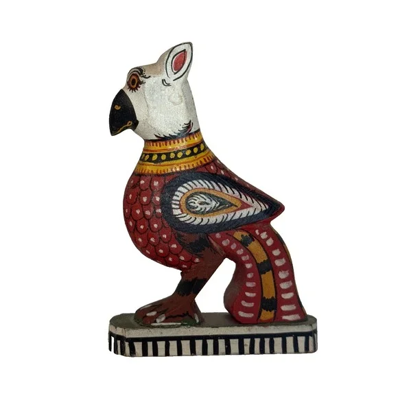Hand-painted Wooden Bird Figurine In Pattachitra Folk Art Style Made In India 4