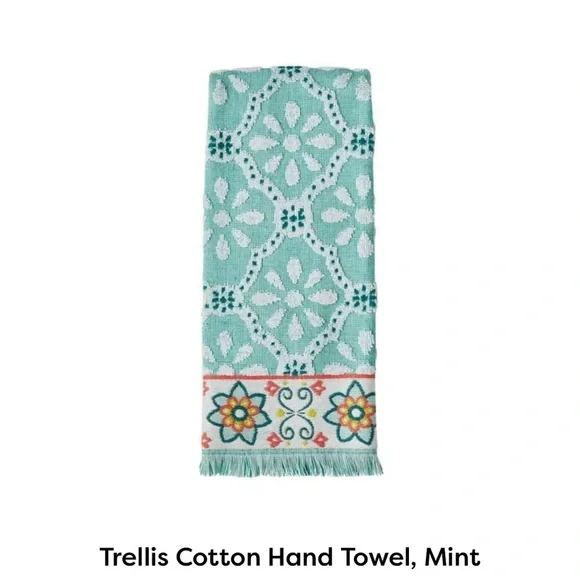 NEW Pioneer Woman Trellis Mint Hand Towel Only - 4 pack