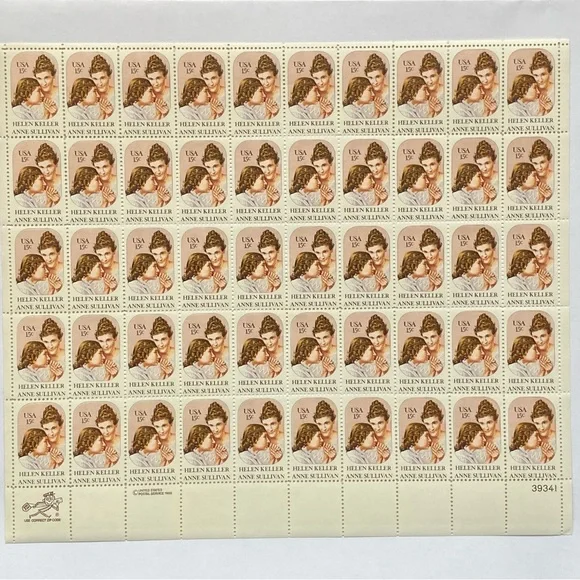 Helen Keller Stamps 15 CENT Full Sheet Pane MNH US Scott 1824 Unhinged MNH