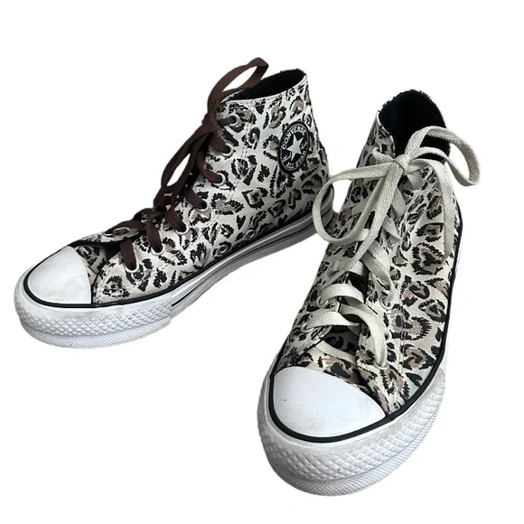 Converse animal print girls high top sneakers