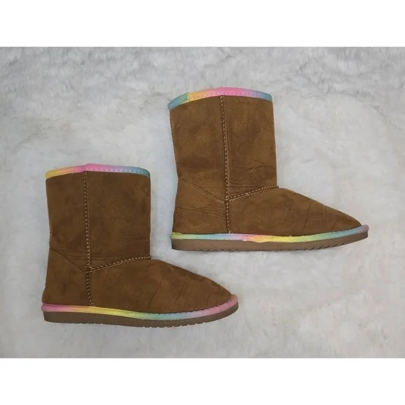 Sugar Girls Boots – Size 1 – Brown with Rainbow Trim