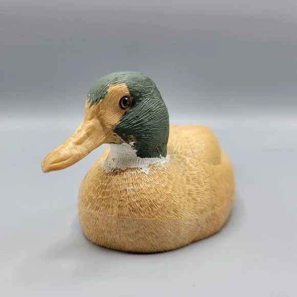 Vintage Plastic Duck Decoy Figurine Green Head Brown Body Collectible 3