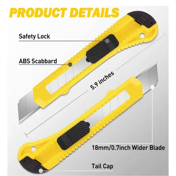 💕5/25💕 Set of 2 Yellow Utility Knife with Safety Lock