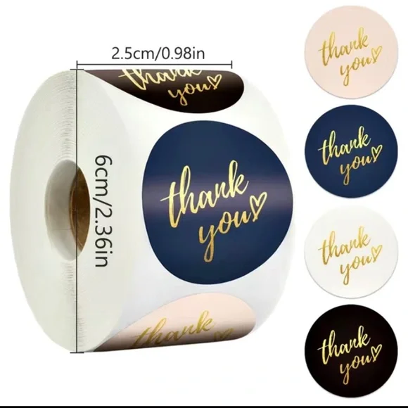 1‎ roll 500 pc thank you stickers
