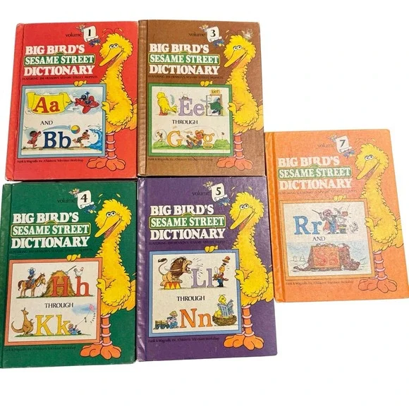 Big Bird's Sesame Street Dictionary Books‎ 1, 3, 4, 5, 7 1981 Hardcover
