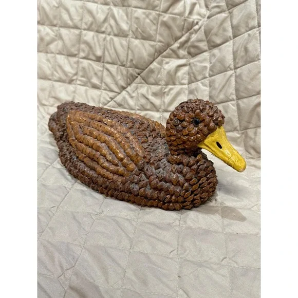 Vintage Duck‎ Figurine Made From Pieces of Pinecones.