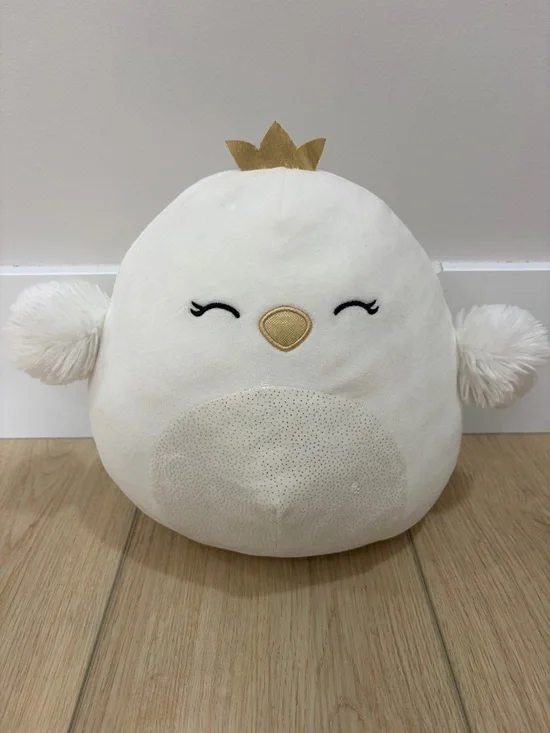 Squishmellow Plush Cozy Soft Comfy White Bird Pet Pillow with Gold Crown