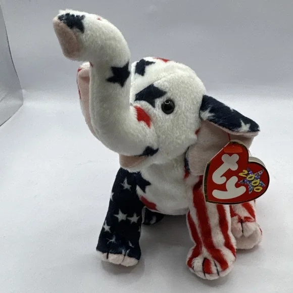 Ty Beanie‎ Baby RIGHTY 2000 Elephant Patroitic