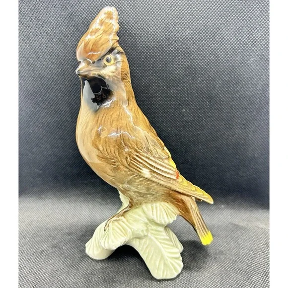 Vtg 1967 Goebel Bird Cedar Waxwing Brown Figurine Wildlife CV80 West Germany 7