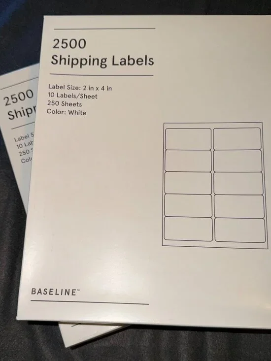 Baseline 5000 Shipping Labels 2x4 White 10 per Sheet 500 Sheets BL58261 NEW