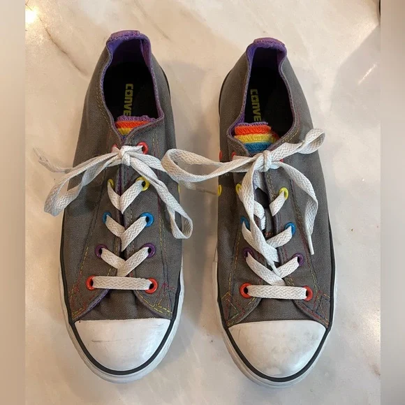 Converse Kids' Gray Rainbow All-Star Sneakers size 4 Juniors