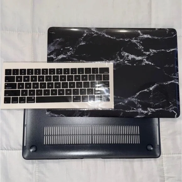 Black Marble Laptop Case with Keyboard Cover