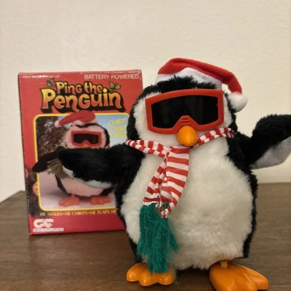 Vintage Ping the Penguin toy with box/ Tested / WORKING