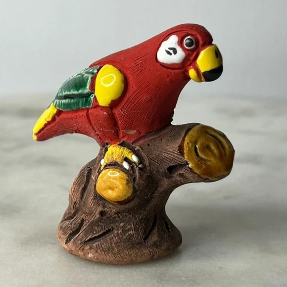 Magu Peru Parrot Macaw Figurine‎ Handcrafted Terracotta Folk Art Vintage 3