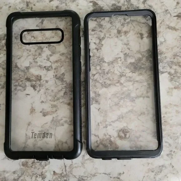 clear and black 2 piece shell Temdan Samsung Galaxy S10 plus phone case