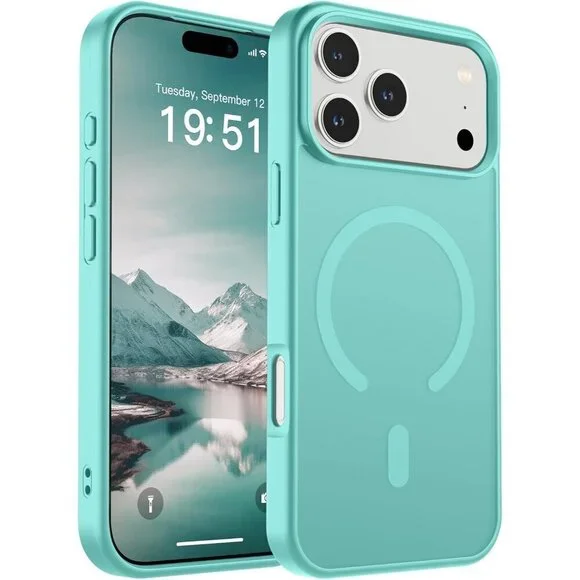 Blue Green I-phone 17 Pro Max Case Compatible Mag Safe Matte Shockproof