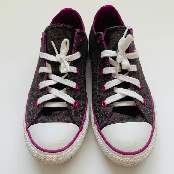 Converse All Star Low Top Sneakers Kids Size 3 Brown Purple Casual Shoes