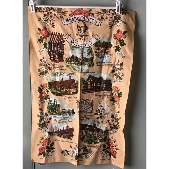 Shakespeare's Stratford Tea Towel British Souvenir Sally Jayne textiles