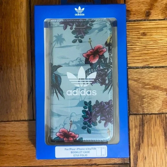 NWT Adidas unisex floral booklet case for 6/6s/7/8