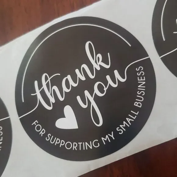 3/$15 Set of 50 THANK YOU STICKERS Black White Large 2