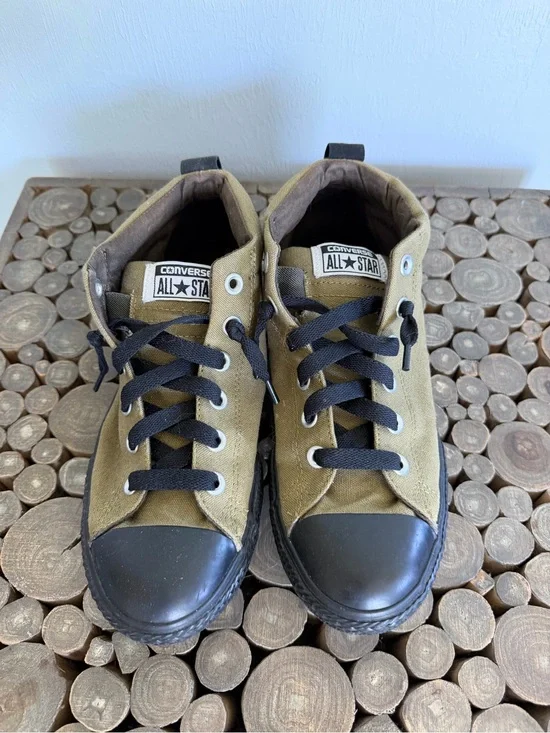Converse Olive Green Sneakers with Black Accents