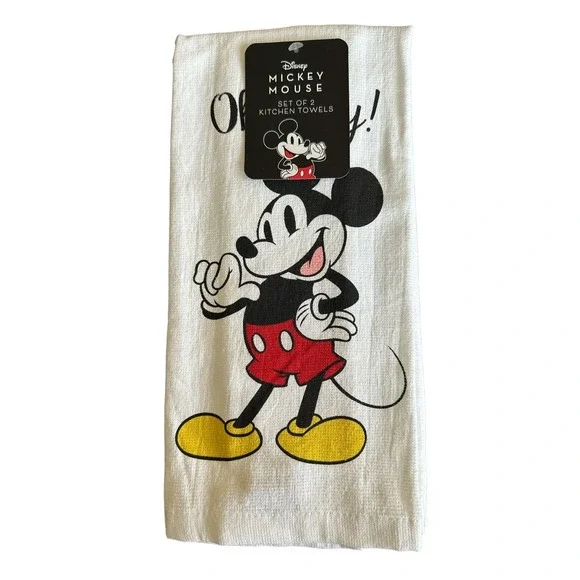 Disney‎ Mickey Mouse Minnie 2 Pack Hand Kitchen Bathroom Towels Heart Love Blush