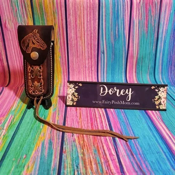 🔷️Vintage Tooled Leather Belt Loop Knife Sheath or Case Horse