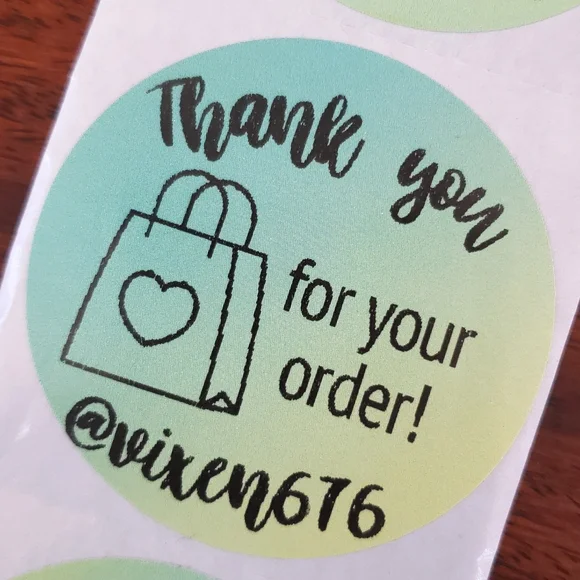 50 CUSTOM THANK YOU STICKERS YELLOW GREEN OMBRE LARGE TWO INCH ROUND