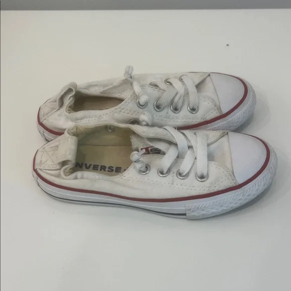 Converse Kids White Canvas Low-Top Sneakers with Red Trim