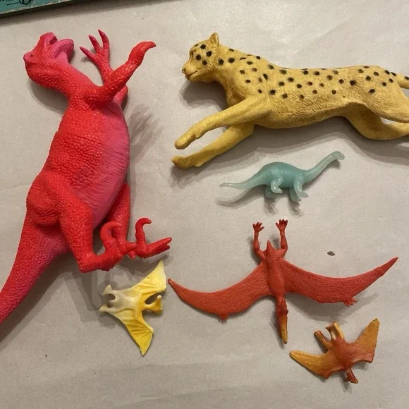Hard‎ Toy Lot Dinosaur Pterodactyl Cheetah Iguanodon Brachiosaurus