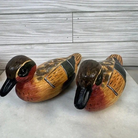 2 Hand Painted Textured Decoy Duck 8
