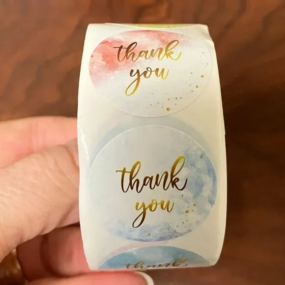 1500 Stickers - 3 x 500 Thank You Self Adhesive Stickers NEW TAX Write off