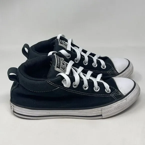Converse All Star Mid Top Shoes Kids Size 3 Black Canvas Sneakers