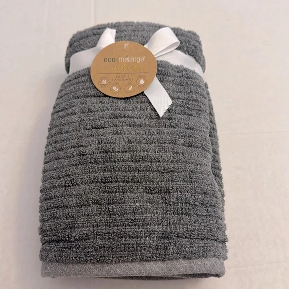 2pc Eco-Melange Bamboo Bath Hand Towel Set - Rayon From Bamboo- Charcoal