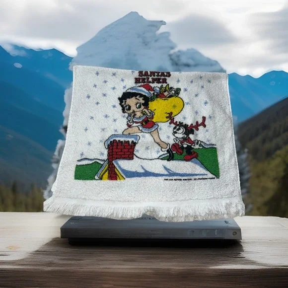 Vintage Betty Boop Towel‎ Set Santa's Helper 1 Towel 1 Hand Towel 1 Wash Cloth