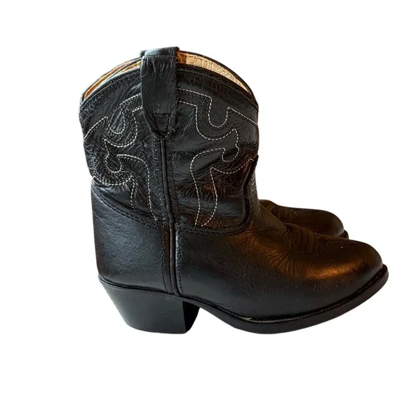 Smoky Mountain Boots Kids Black Leather Western Cowboy‎ Boots 7.5 D Style 3032