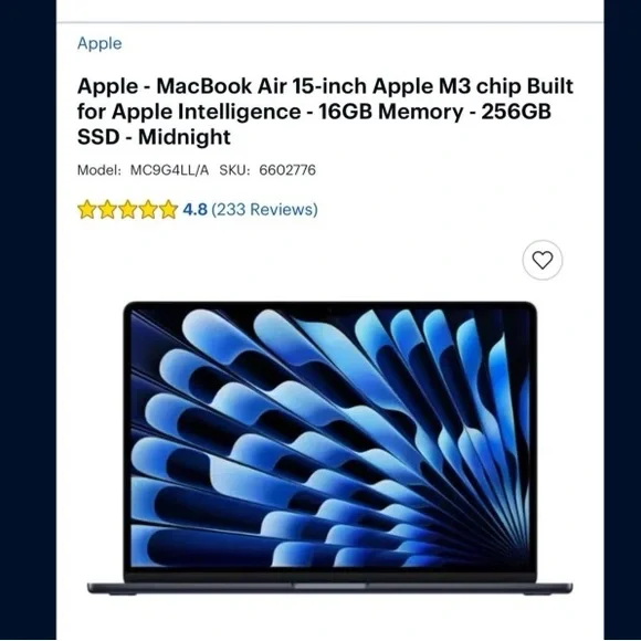 Apple MacBook Air 15-inch - Midnight
