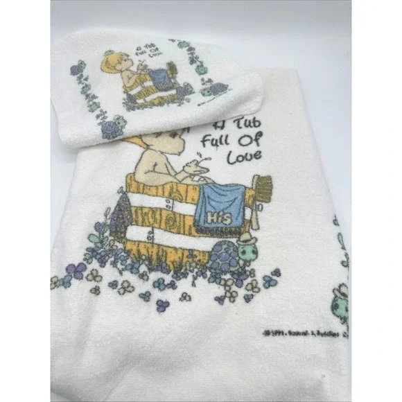Vintage Precious Moments Bath Towel And Wash Cloth 