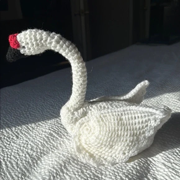 Handcrafted White Swan Bird Toy