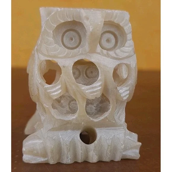 Vintage‎ Owl Soapstone Owl With Baby Owl Handmade In India