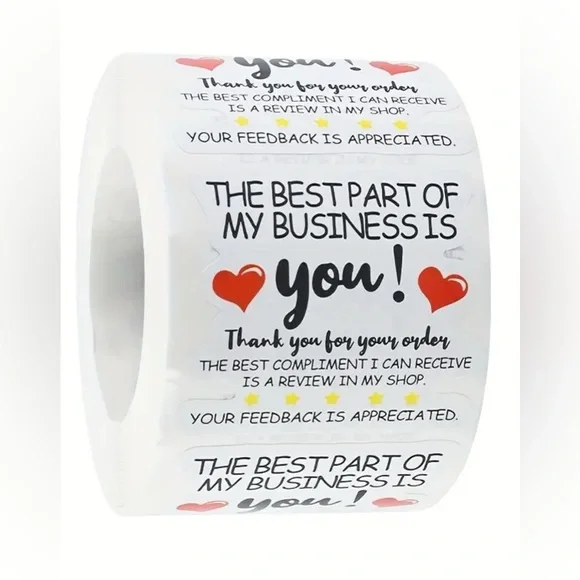 Heart Thank You Stickers Roll 500 Stickers (The Price Is Firm)