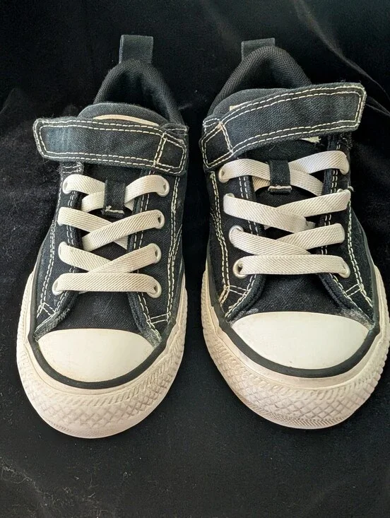 Converse Kids Black Canvas Sneakers with White Accents
