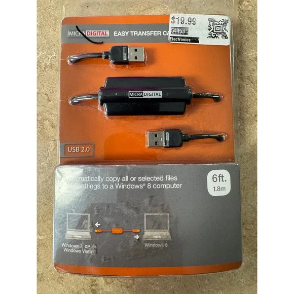 Micra Digital Easy Transfer Cable for Windows 8 USB 2.0 6ft 1.8m MD0001