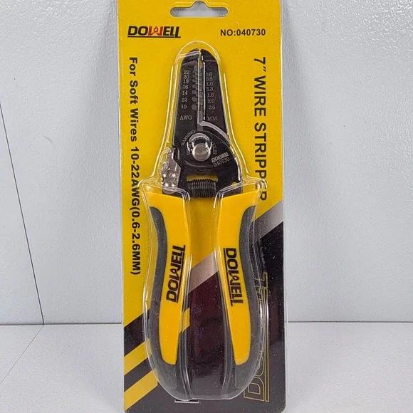 DOWELL 7‎ Inch Wire Stripper Cutter Crimper Tool 10-22 AWG For Electrical Work