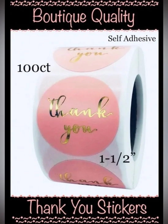 100 ~1.5” Thank You Boutique Stickers 🌟🆕🌟 2 Rolls For $15 (Bundle & Save)
