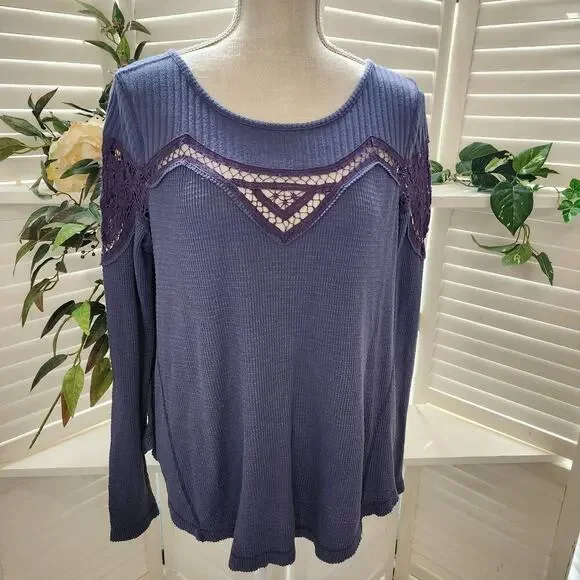188 Free People Waffle Knit Top Small WN