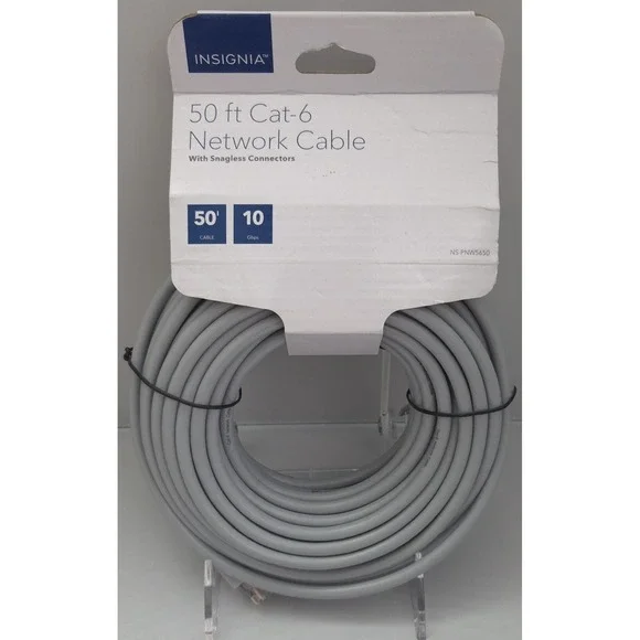 Insignia - 50ft Cat-6 Network Cable - Ethernet RJ45 - 10Gbps - NS-PNW5650 - NEW