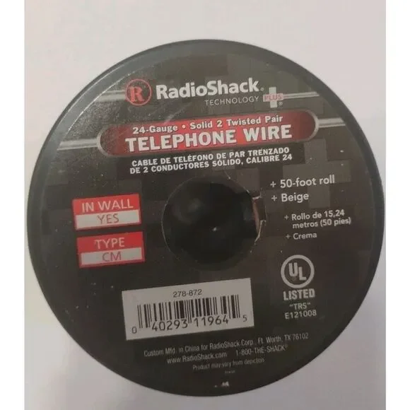 RadioShack 24-Gauge . Solid 2 Twisted Pare TELEPHONE WIRE 50 Foot roll Beige-27